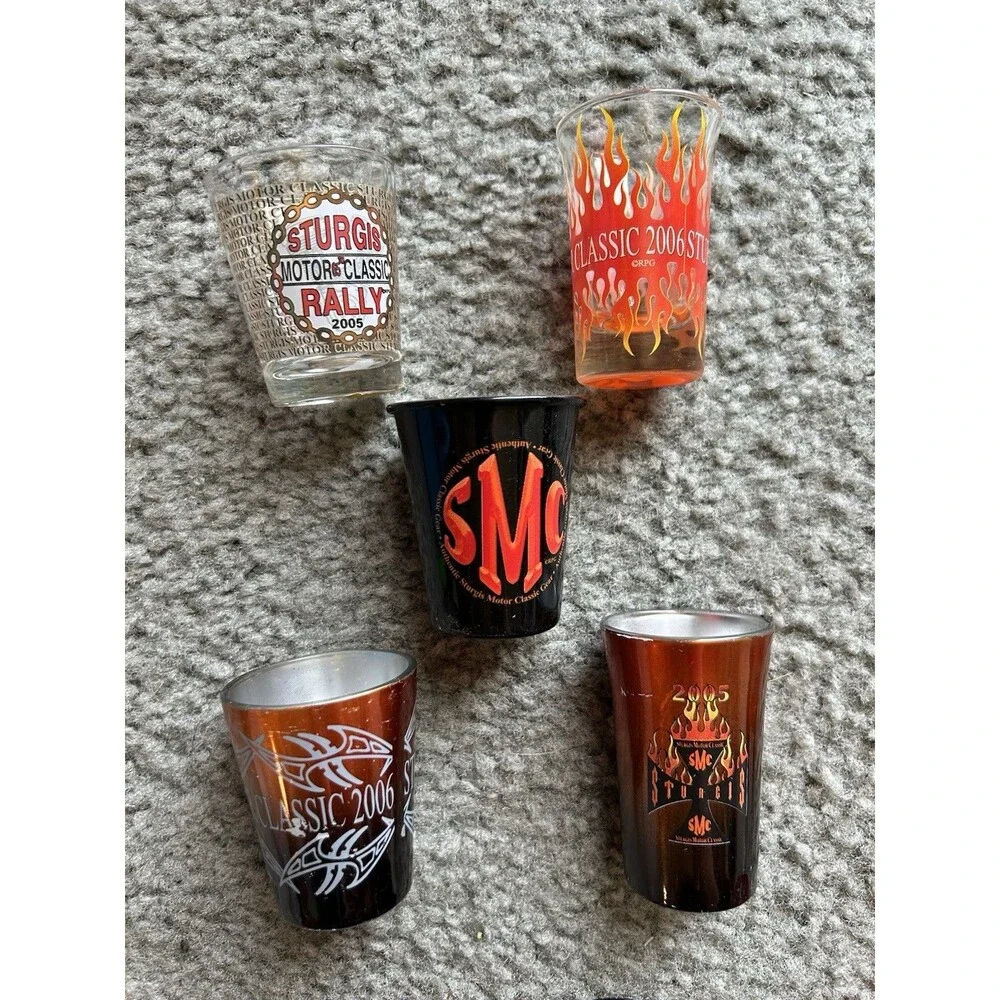 Sturgis Motorcycle Shot Glass Lot Of  5 2006 + Bike Rally